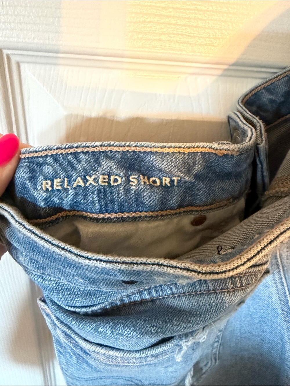 American Eagle Outfitters Distressed Light Blue Denim Shorts - Picture 3 of 4